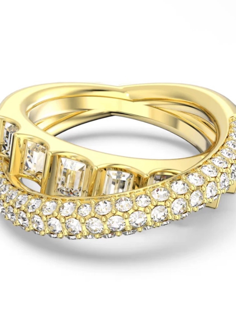 New Swarovski Gold-tone Pavé and Baguette Rota Ring SIZE 8